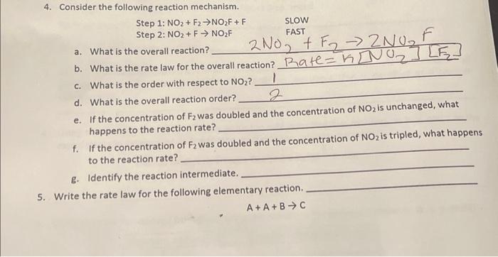 Solved 4. Consider The Following Reaction Mechanism. Step 1: | Chegg.com