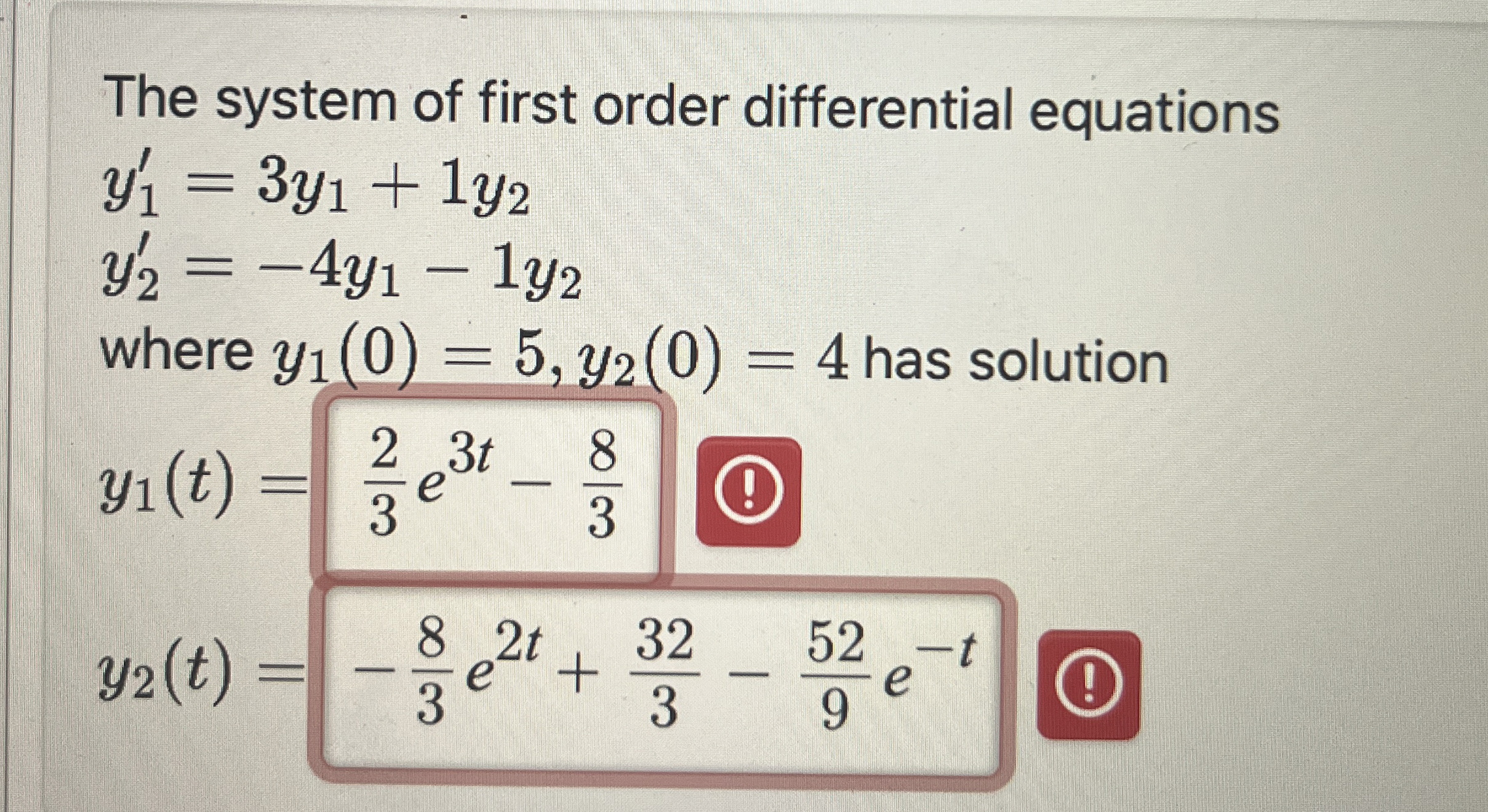 Solved The system of first order differential | Chegg.com