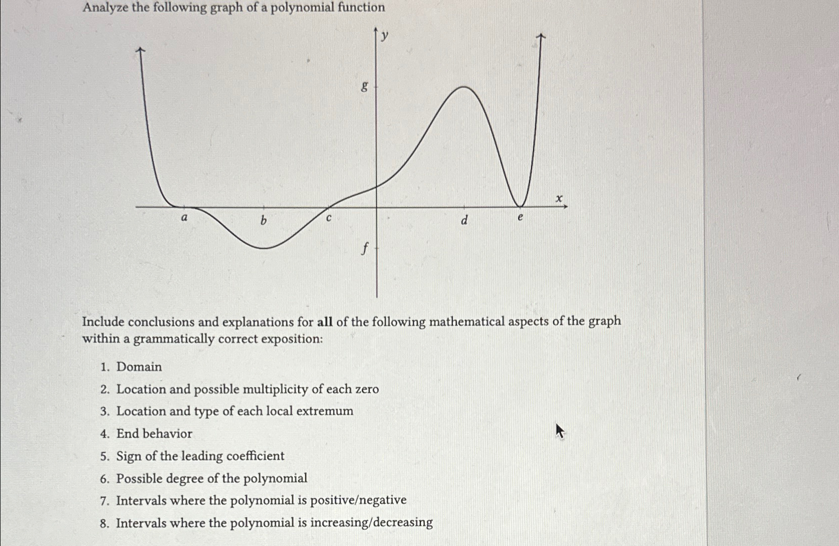 Solved Analyze the following graph of a polynomial | Chegg.com