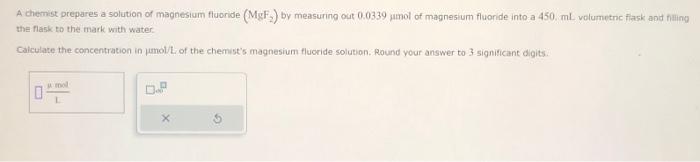 Solved A chemist prepares a solution of magnesium fluoride | Chegg.com