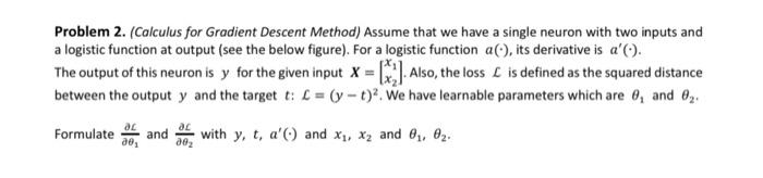 Solved Problem 2. (Calculus for Gradient Descent Method) | Chegg.com