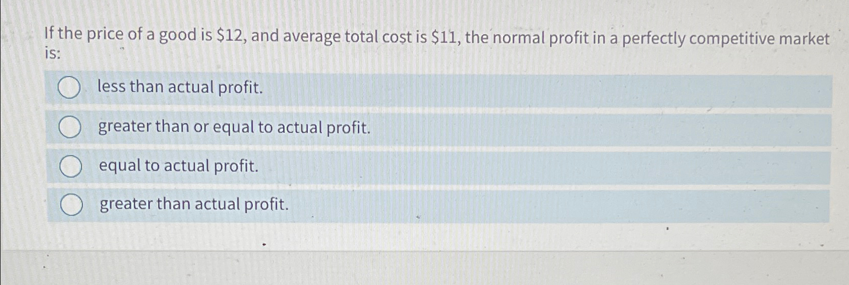 Solved If the price of a good is $12, ﻿and average total | Chegg.com