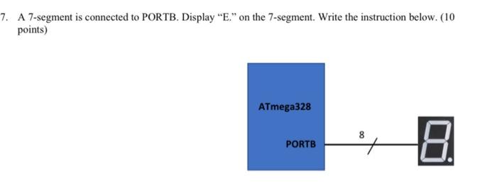 Solved A 7-segment is connected to PORTB. Display "E." on | Chegg.com
