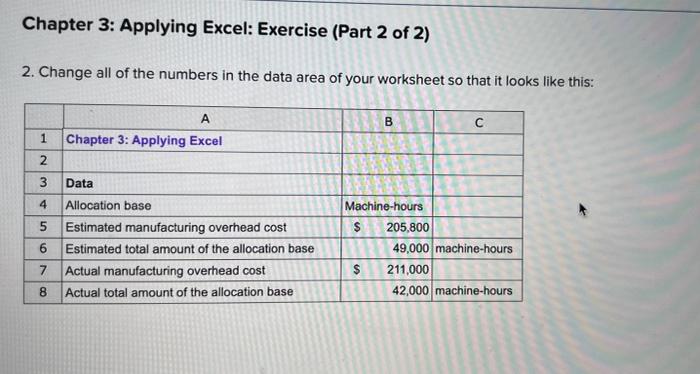 Chapter 3: Applying Excel: Exercise (Part 2 of 2) 2. | Chegg.com