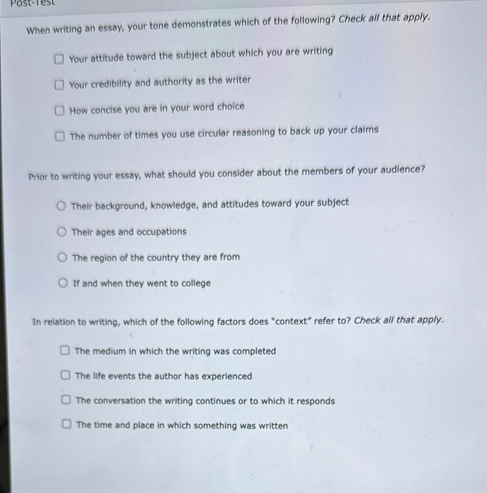 when writing an essay your tone demonstrates