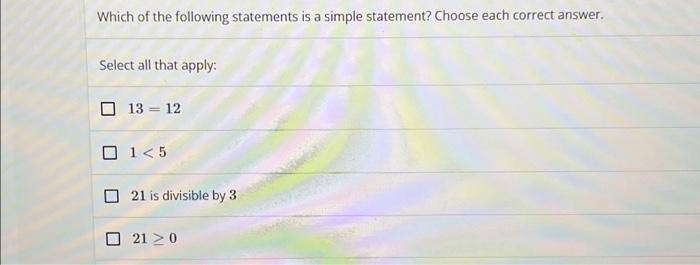 Solved Which of the following statements is a simple | Chegg.com
