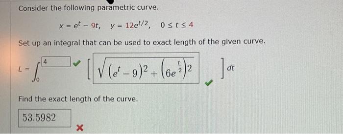Solved Consider the following parametric curve. | Chegg.com