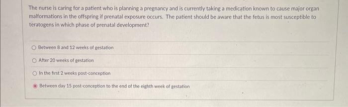 Solved The nurse is caring for a patient who is planning a | Chegg.com