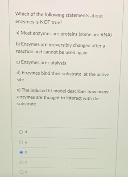 Which of the following statements about enzymes is | Chegg.com