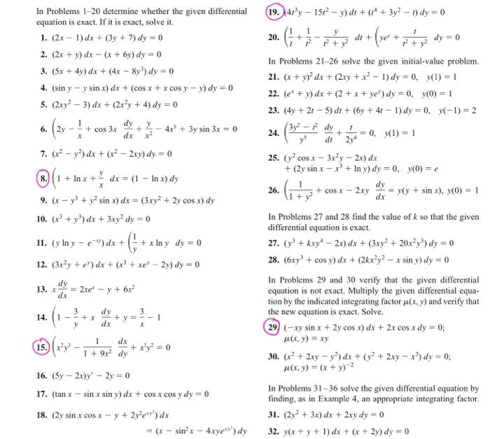 Solved In Problems 1-20 determine whether the given | Chegg.com