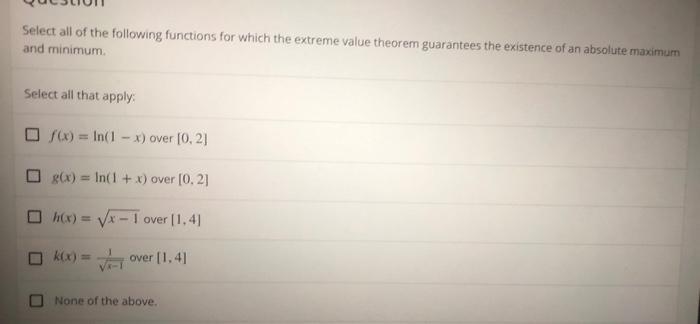 Solved Select all of the following functions for which the | Chegg.com
