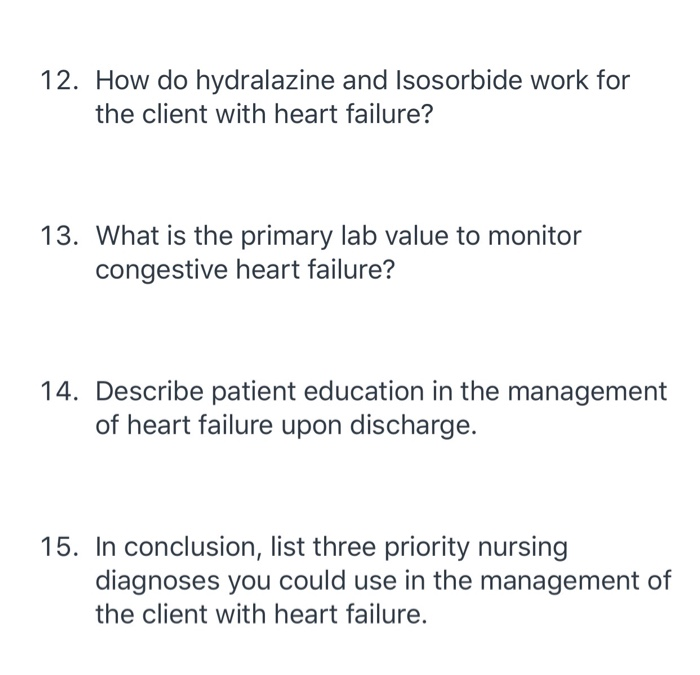 Solved 12. How do hydralazine and Isosorbide work for the