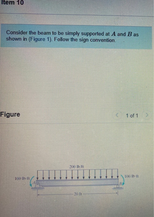 Solved Item 10 Consider the beam to be simply supported at A | Chegg.com