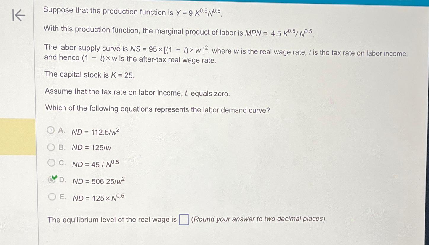 Solved Suppose that the production function is | Chegg.com