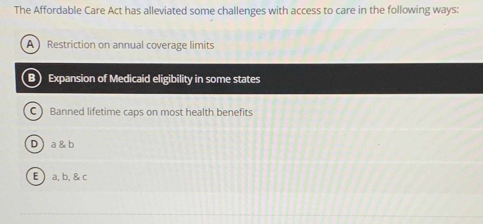 Solved The Affordable Care Act Has Alleviated Some | Chegg.com