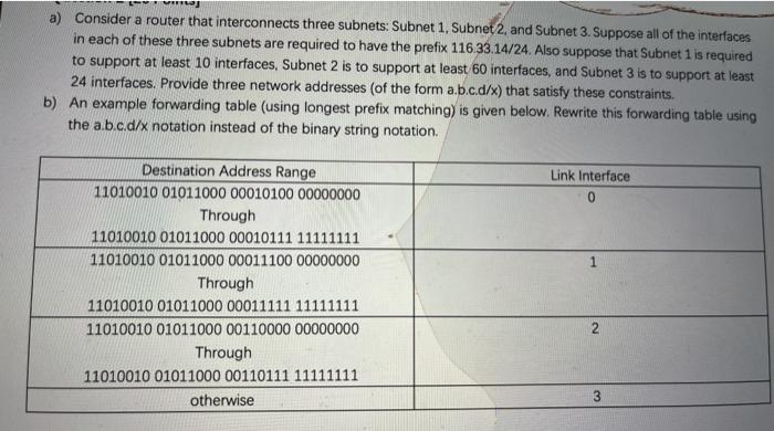 Solved a) Consider a router that interconnects three | Chegg.com