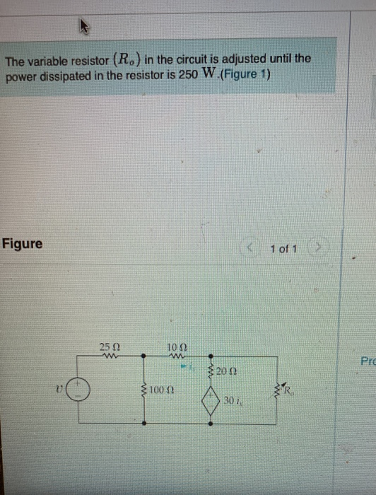 Solved The variable resistor (R.) in the circuit is adjusted