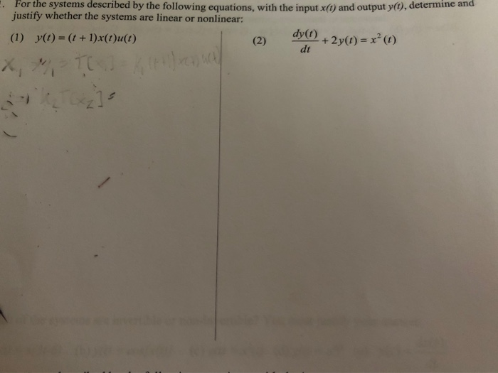 Solved 1. For the systems described by the following | Chegg.com