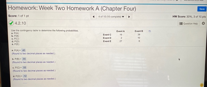 Solved Homework: Week Two Homework A (Chapter Four) H 1 of | Chegg.com