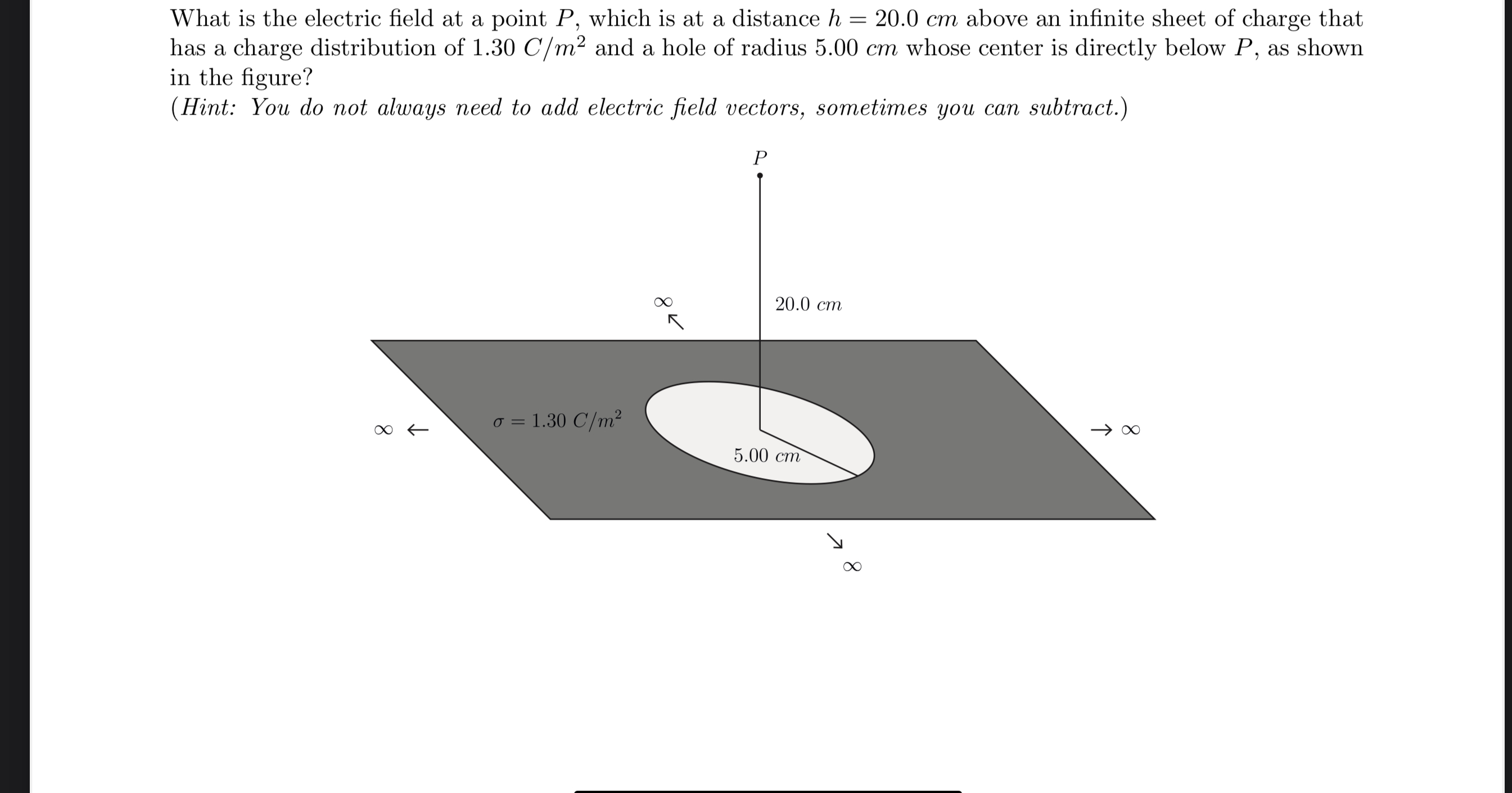 Solved What is the electric field at a point P, ﻿which is at | Chegg.com