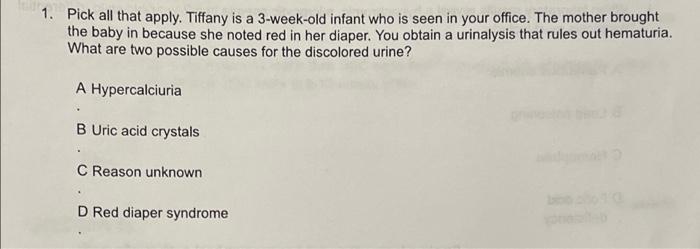 uric acid crystals in urine infant