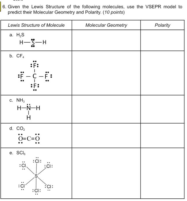 6 Given The Lewis Structure Of The Following Chegg Com