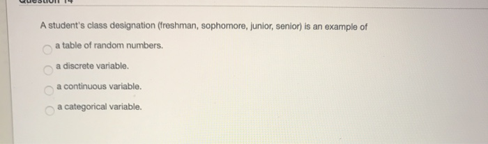 Solved VOOLUIT A Student s Class Designation freshman Chegg