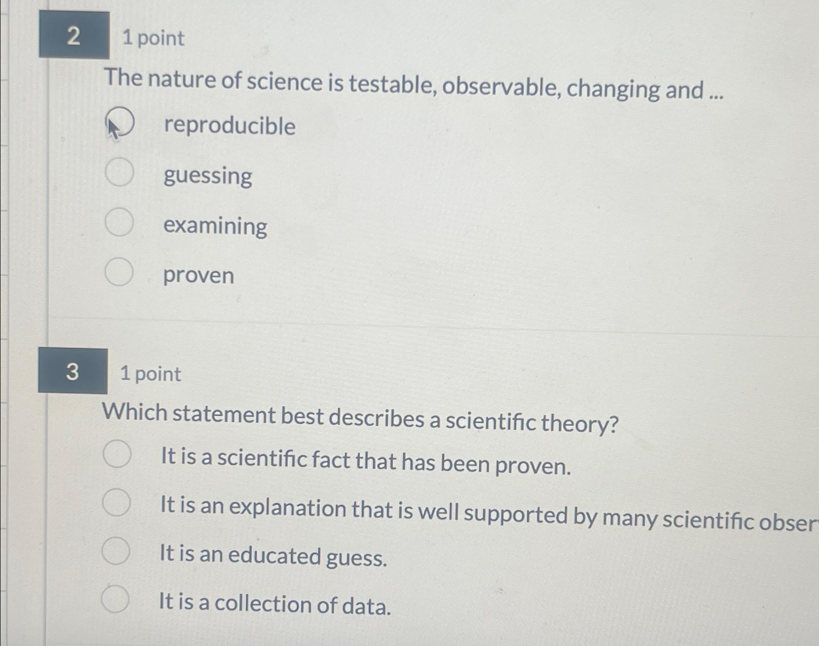 Solved 21 ﻿pointThe Nature Of Science Is Testable, | Chegg.com