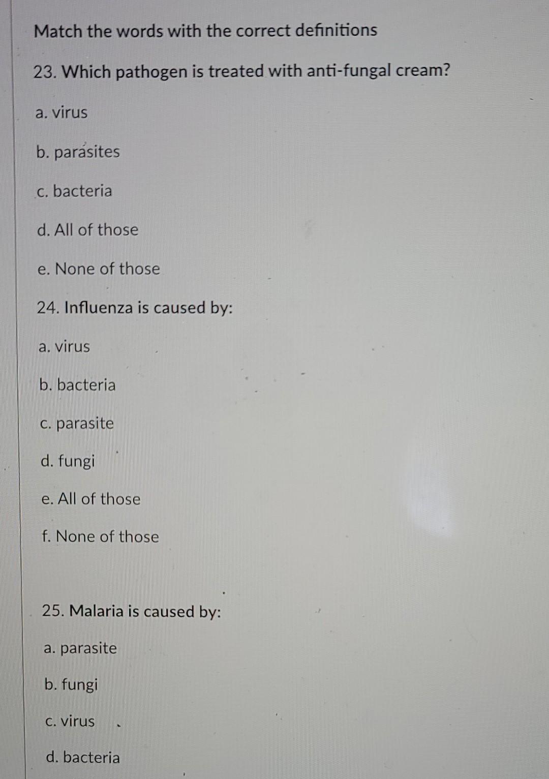 Solved Match the words with the correct definitions 23. | Chegg.com