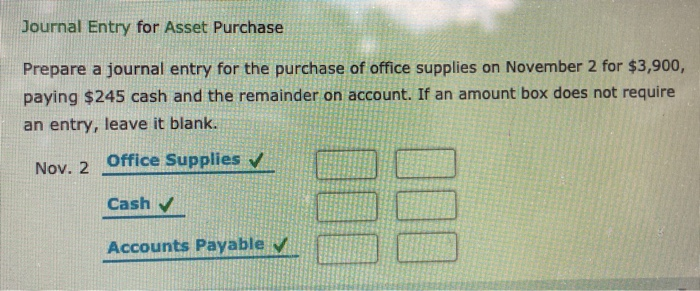 Solved Journal Entry for Asset Purchase Prepare a journal | Chegg.com