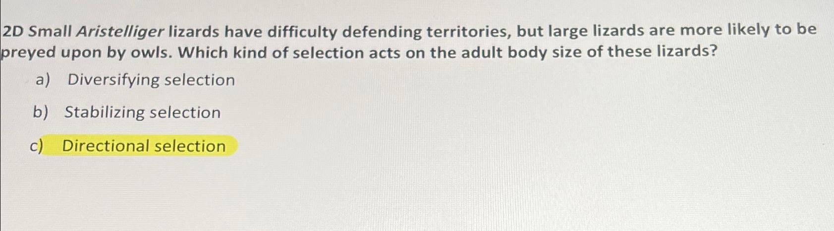 Solved 2D Small Aristelliger lizards have difficulty | Chegg.com