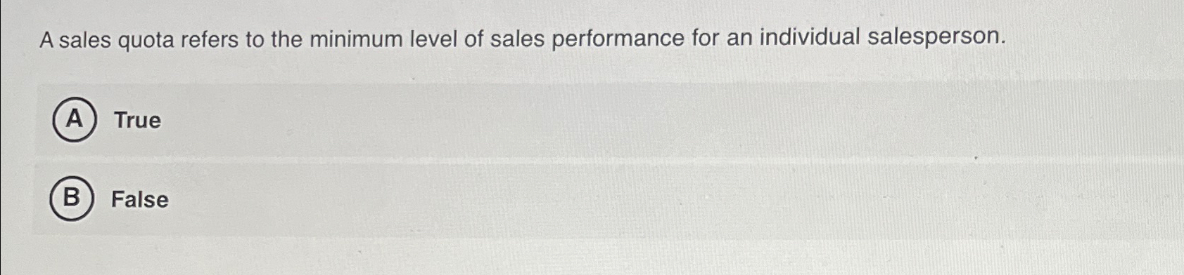 Solved A sales quota refers to the minimum level of sales | Chegg.com