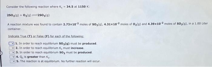 Solved Consider the following reaction where Kp -0.497 at | Chegg.com