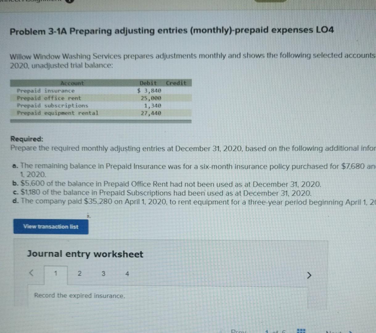 Solved Problem 3-1A Preparing Adjusting Entries | Chegg.com