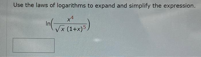 Solved Use The Laws Of Logarithms To Expand And Simplify The | Chegg.com