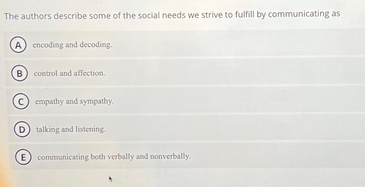 Solved The authors describe some of the social needs we | Chegg.com