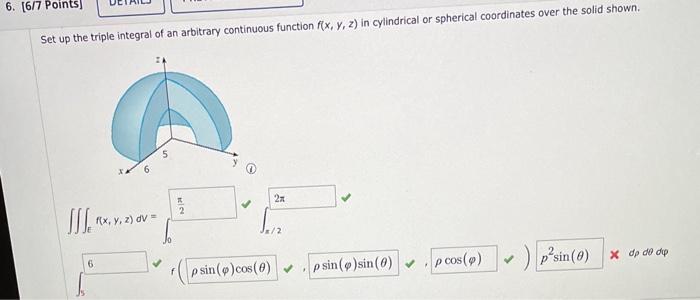 Solved Set up the triple integral of an arbitrary continuous | Chegg.com