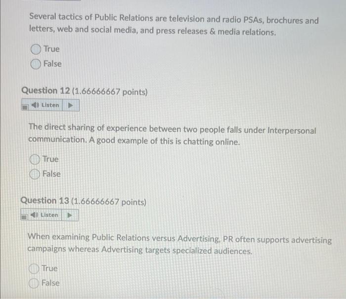 Several tactics of Public Relations are television | Chegg.com
