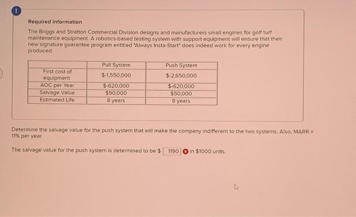 Solved Required Information The Briggs And Stratton | Chegg.com