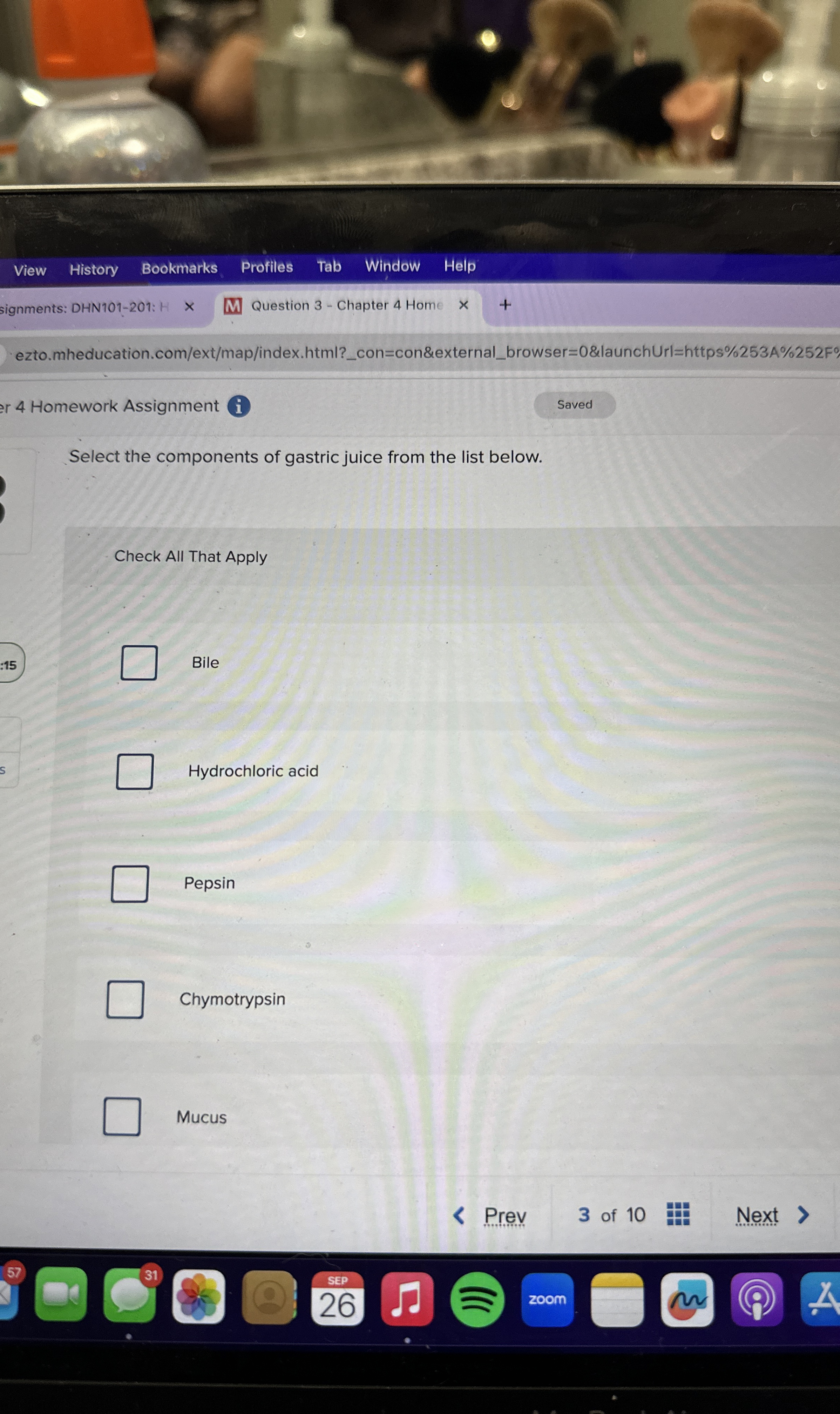 Solved Select the components of gastric juice from the list