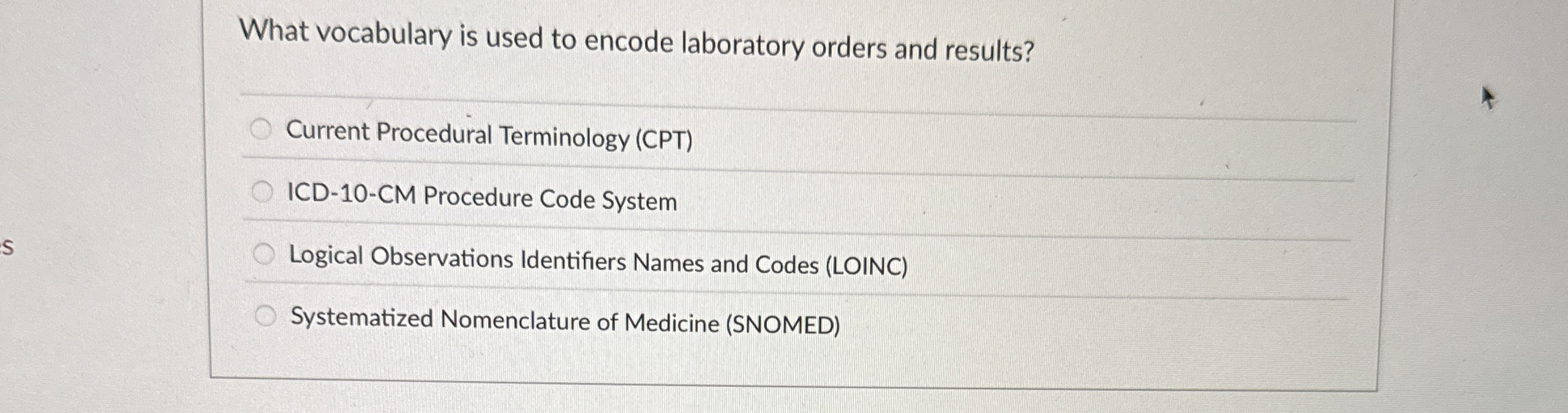 Solved What vocabulary is used to encode laboratory orders