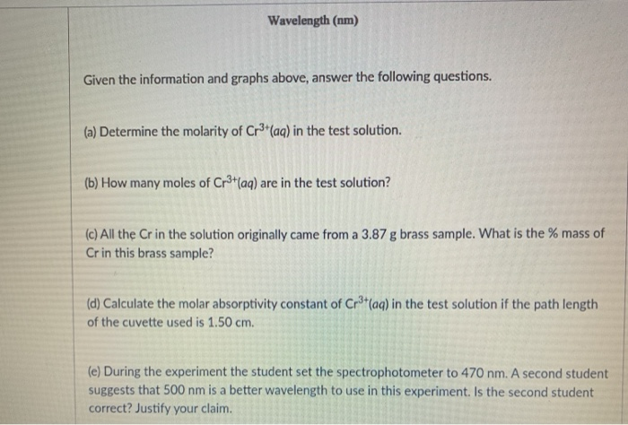 Solved 1. A student does a spectrophotometry experiment to | Chegg.com