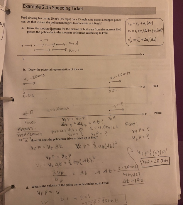 solved speeding violation classwork (work with a... Solved Example 2.15 Speeding Ticket Fred driving his car at | Chegg.com