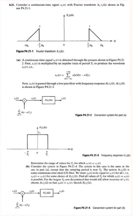 Solved 4.21. Consider a conlinuous-time signal ) with | Chegg.com