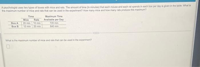 Solved psychologist uses two types of boxes with mice and | Chegg.com