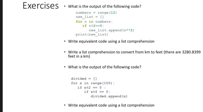 Solved Exercises . What is the output of the following code? | Chegg.com
