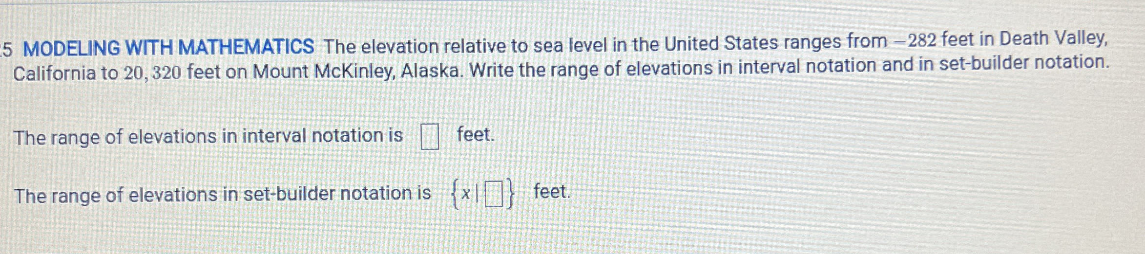 Solved 5 ﻿MODELING WITH MATHEMATICS The elevation relative | Chegg.com