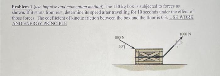 Solved Problem 1 (use Impulse And Momentum Method) The 150 | Chegg.com