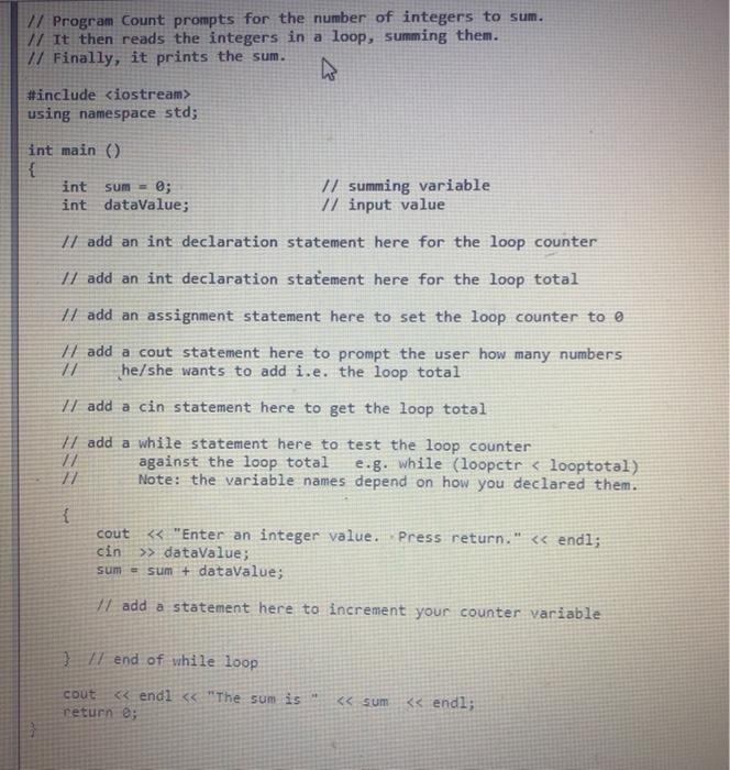 Solved // Program Count prompts for the number of integers | Chegg.com