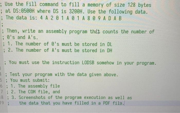 Solved ; Use the Fill command to fill a memory of size 128 | Chegg.com